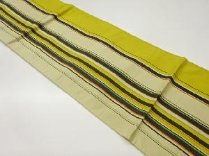 手織り紬縞模様織出し全通洒落袋帯